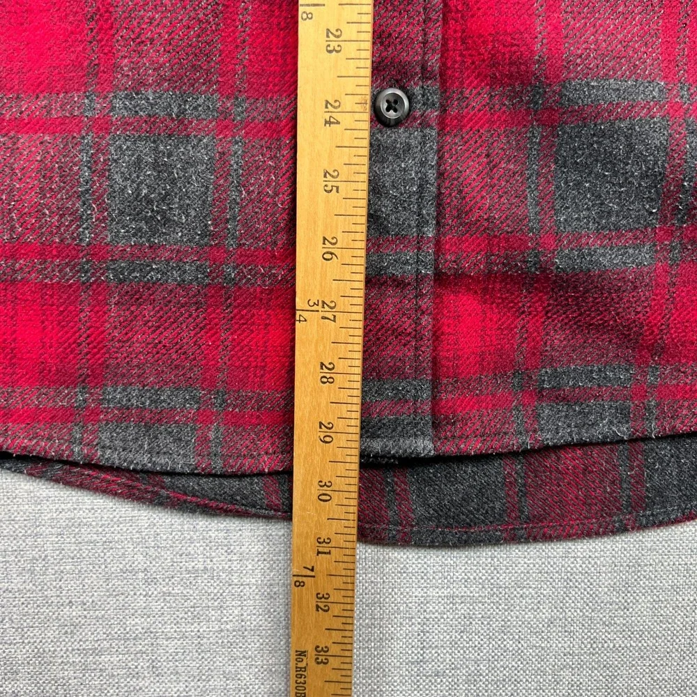 Orvis Big Bear Heavyweight Flannel Shirt Men XL Red Gray Plaid Pockets Utility - Picture 7 of 11